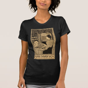 Art Nouveau-typografisk annons för gammaldags skri Tee Shirt