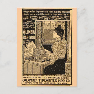 Art Nouveau-typografisk annons för gammaldags skri Vykort