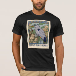 Art nouveau Underbar Blue Heron T Shirt