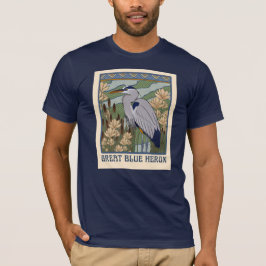 Art nouveau Underbar Blue Heron T Shirt