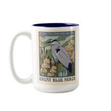 Art nouveau Underbara Blå Heron Mugg