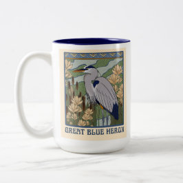 Art nouveau Underbara Blå Heron Mugg