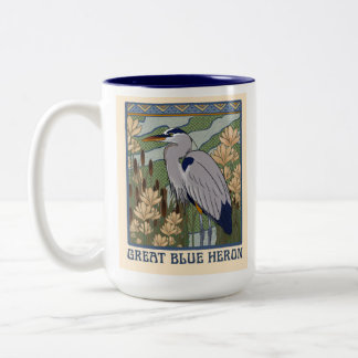 Art nouveau Underbara Blå Heron Mugg