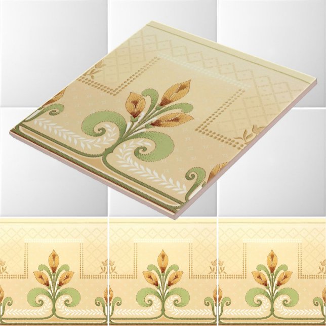 Art nouveau Uppdrag Stil Blommigt Bouquet Frieze Kakelplatta (Skapare uppladdad)