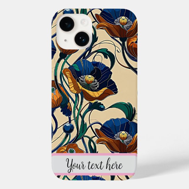 Art Nouveau Vallmo Blomma iPhone / iPad-fodral (Baksida)