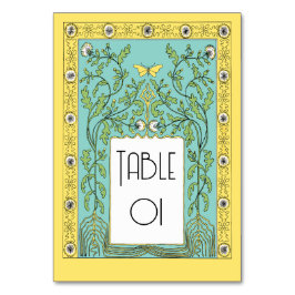 Art nouveau Vår Dandelion och Butterflies Bordsnummer