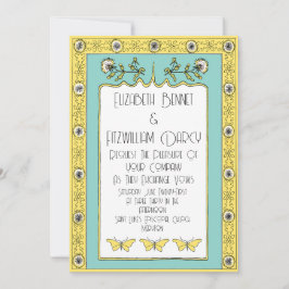 Art nouveau Vår Dandelion och Butterflies Inbjudningar