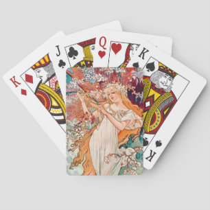 Art Nouveau Våren av Alphonse Mucha Casinokort