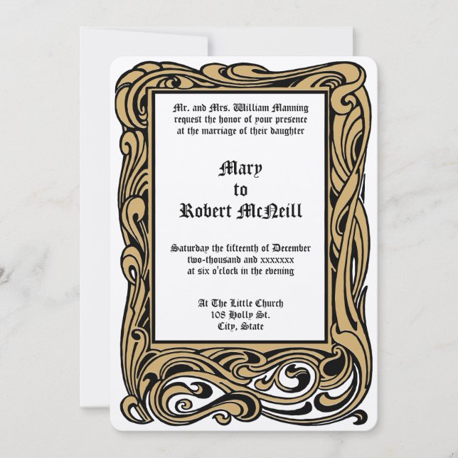 Art nouveau Victorian Era 1901 Foliage Bröllop Inbjudningar (Framsida)