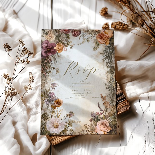 Art nouveau Victorian Royal Blommigt Bröllop OSA Kort (Skapare uppladdad)