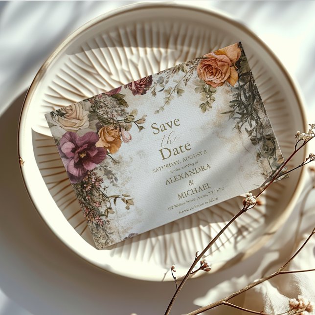 Art nouveau Victorian Royal Blommigt Bröllop Spara Datumet (Skapare uppladdad)