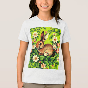 Art Nouveau Vild Kanin och Blommor T Shirt
