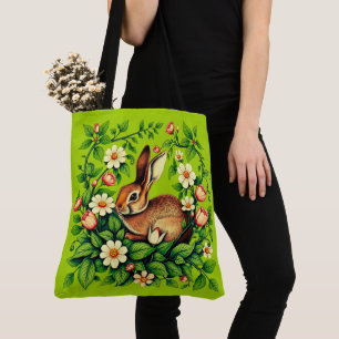 Art Nouveau Vild Kanin och Blommor Tygkasse