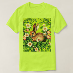 Art nouveau Vild Rabbit and Flowers T Shirt