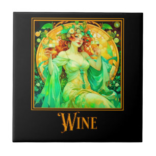 Art nouveau Vin Kakelplatta