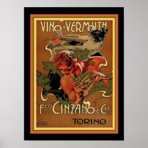 Art nouveau Vino-Vermouth 12 x 16 Poster