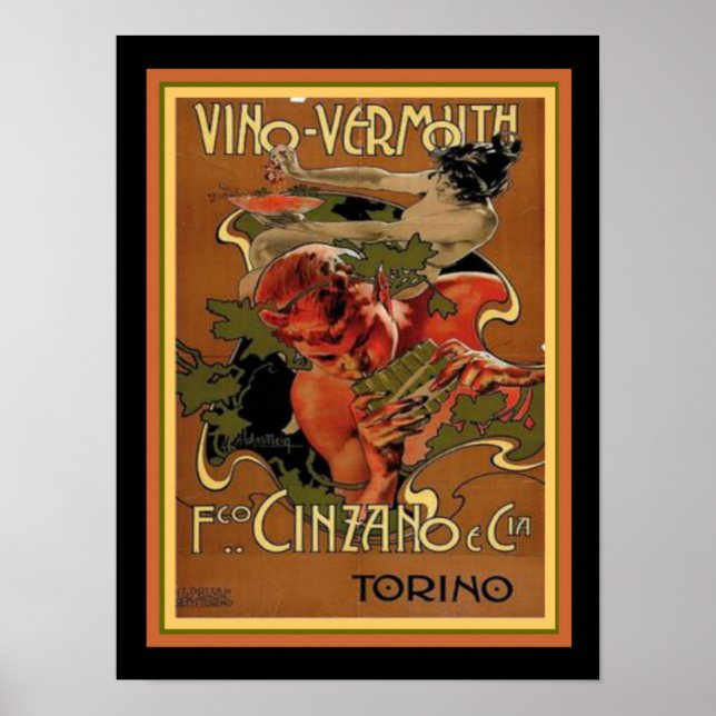Art nouveau Vino-Vermouth 12 x 16 Poster (Framsidan)