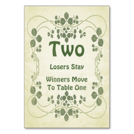Art nouveau Vintage #2 Bunco Bord Card Bordsnummer