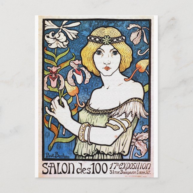 art nouveau Vintage Beauty - vykort (Framsida)