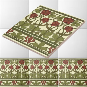Art nouveau Vintage Blommigt Gräns Frieze Kakelplatta