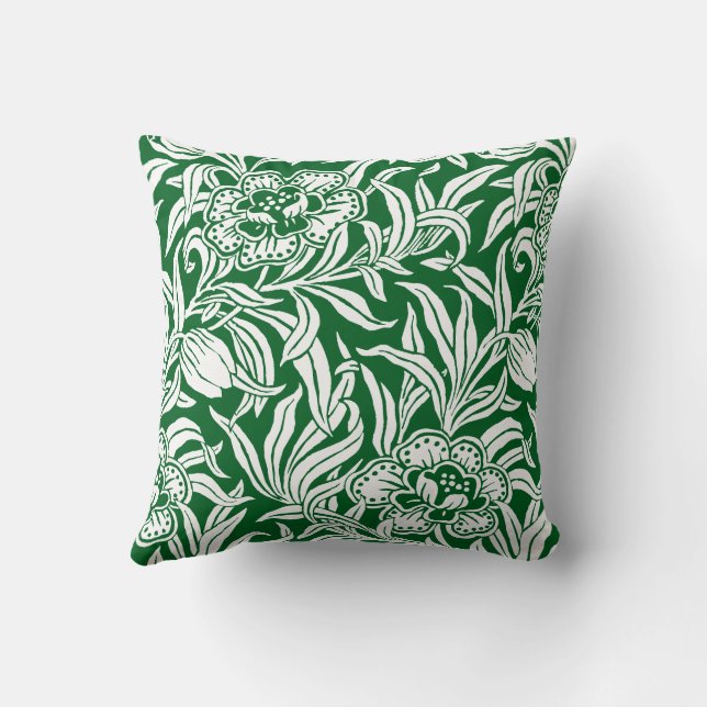 Art Nouveau Vintage Botanisk Blommönster  Kudde (Baksida)