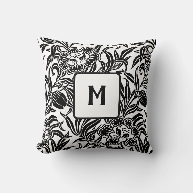 Art Nouveau Vintage Botanisk Blommönster Kudde (Framsida)