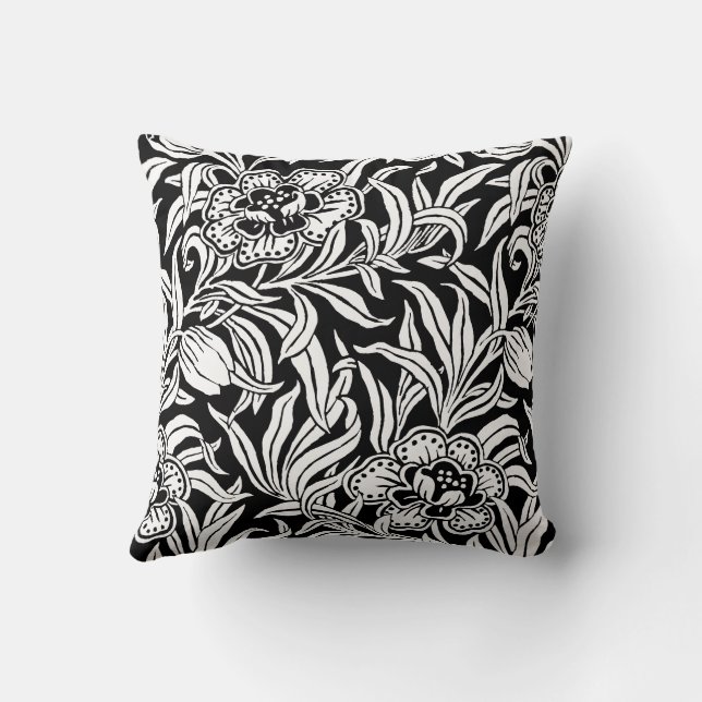 Art Nouveau Vintage Botanisk Blommönster  Kudde (Baksida)
