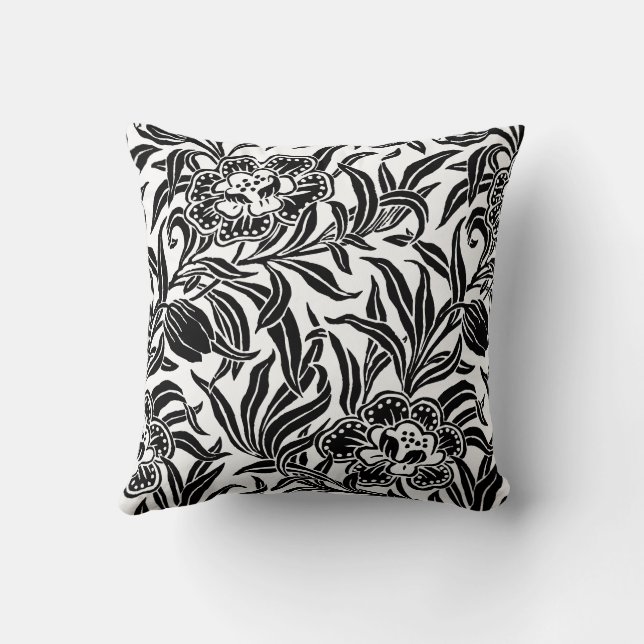 Art Nouveau Vintage Botanisk Blommönster  Kudde (Baksida)