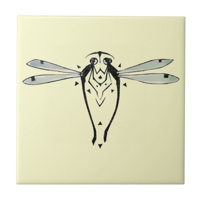 Art nouveau Vintage Dragonflies Kakelplatta (Framsidan)