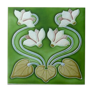 Art nouveau Vintage Flowers Kakelplatta