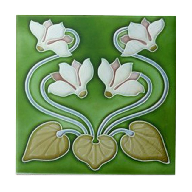 Art nouveau Vintage Flowers Kakelplatta (Framsidan)