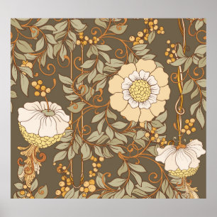 Art nouveau: Vintage för dekorativ Blommigt. Poster
