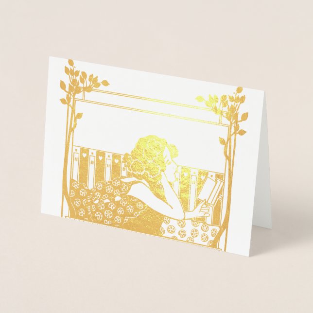 Art Nouveau vintage-läsare Folierat Kort (Framsida)