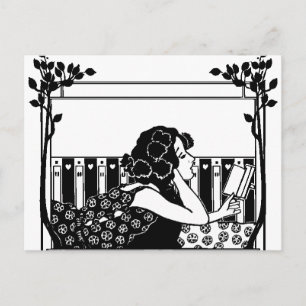 Art Nouveau vintage-läsare Vykort