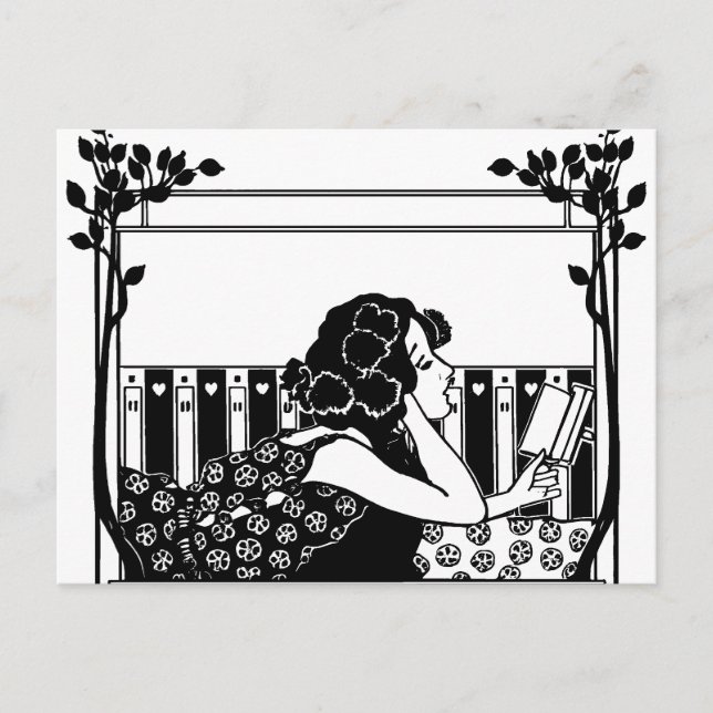 Art Nouveau vintage-läsare Vykort (Framsida)
