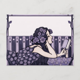 Art Nouveau Vintage-läsare Vykort