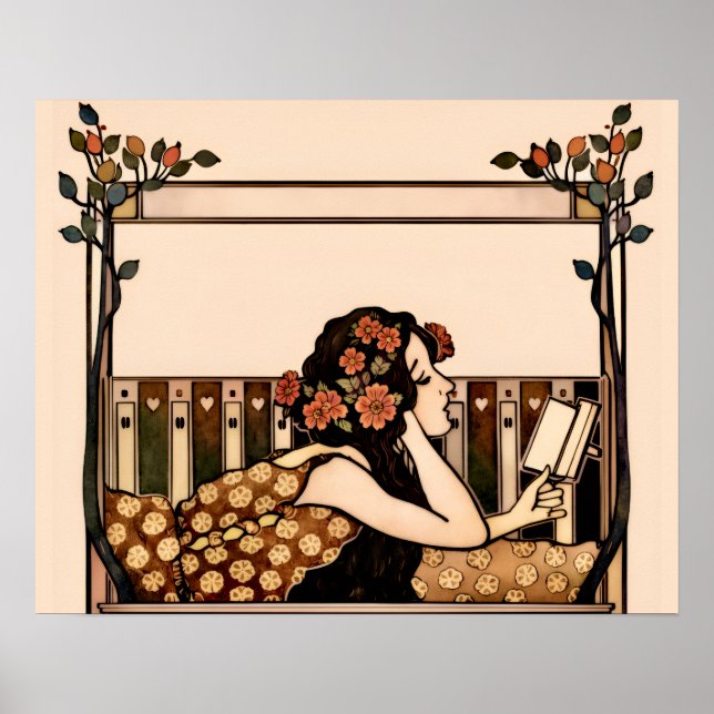 Art Nouveau Vintage läsenhet Poster (Framsidan)