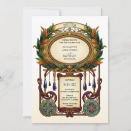 Art Nouveau Vintage Oval Frame Wedding Inbjudningar