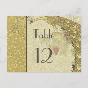 Art nouveau Vintage Peacock Bordsnummer Card
