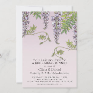 Art nouveau Vintage Wisteria Blommigt Rehearsal Inbjudningar