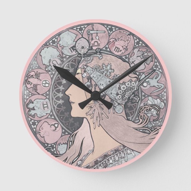 Art nouveau Vintage Woman Rund Klocka (Framsida)