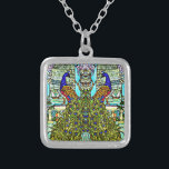 Art nouveau VintageTiffany-lagrade glasrutor Silverpläterat Halsband<br><div class="desc">Färgfulla teckningar av vintage. En gåva från kärlek.</div>