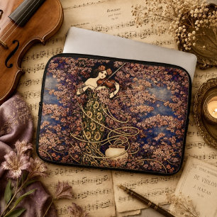 Art Nouveau-violinist i blomster – Vintage blomste Laptop Fodral