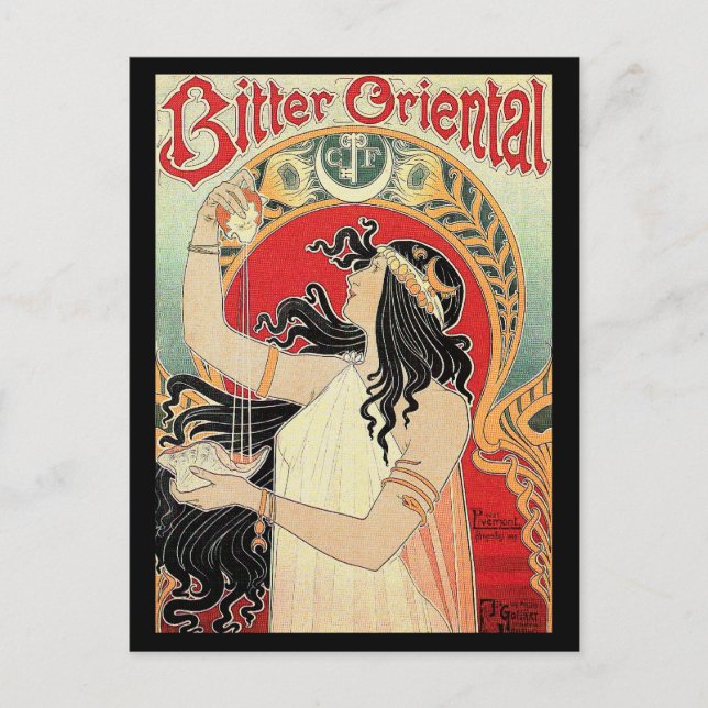 Art nouveau vykort: "Bitter orientering" Vykort (Framsida)