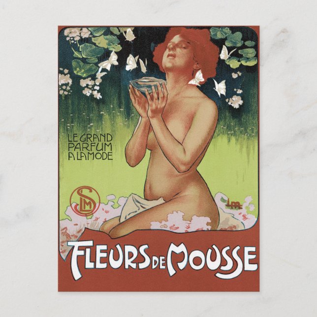 art nouveau vykort - Fleurs de Mousse (Framsida)