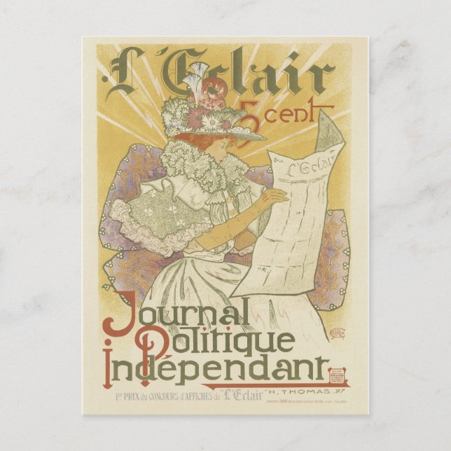 art nouveau vykort - Journal (Framsida)