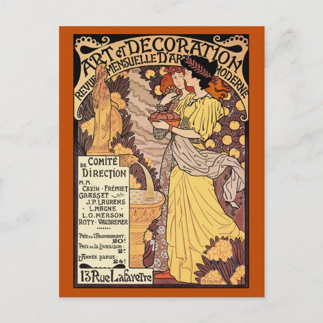 Art nouveau vykort: Konst och Dekoration Vykort (Framsida)