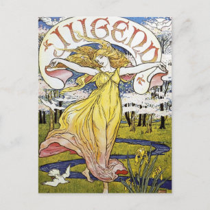 Art nouveau vykort - Vår