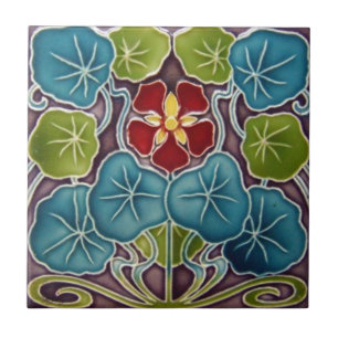 Art Nouveau Water Lilies Keramisk Väggplatta Kakelplatta