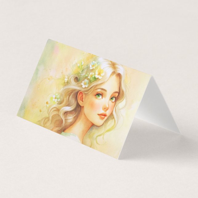 Art Nouveau watercolour portrait  Kort (Framsida)